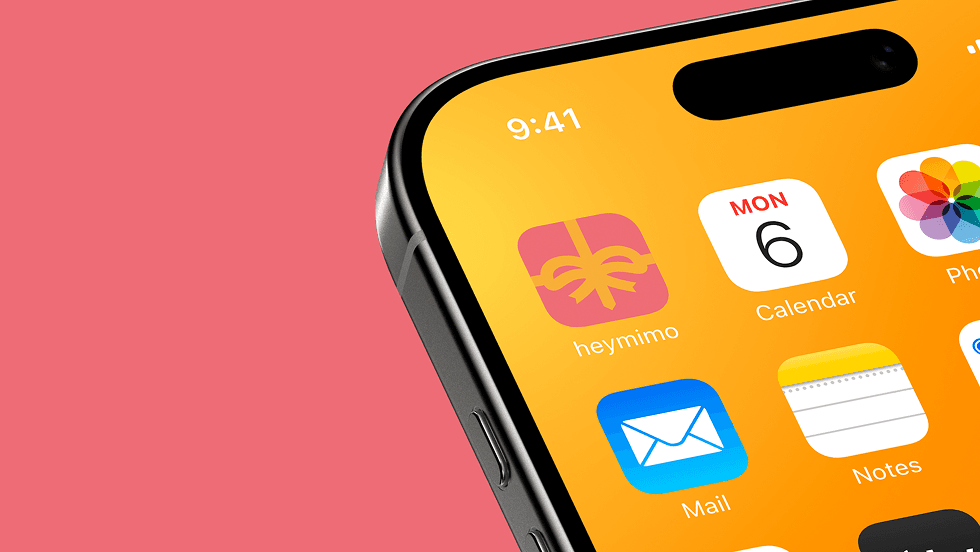 O ícone do heymimo na tela inicial de um iPhone
