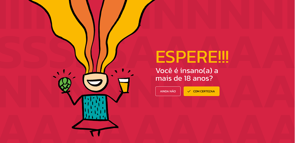 A verificação de idade da Insana, perguntando se você é insano há mais de 18 anos